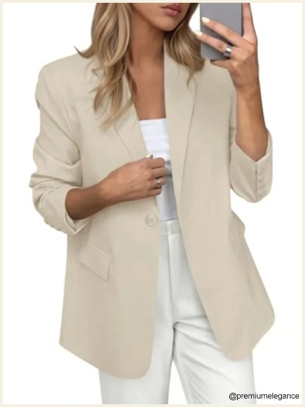 Women's Blazer Business Casual Long Sleeve with Pockets Single Button Open